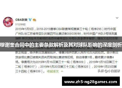 穆谢奎合同中的主要条款解析及其对球队影响的深度剖析