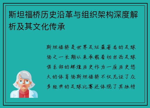 斯坦福桥历史沿革与组织架构深度解析及其文化传承